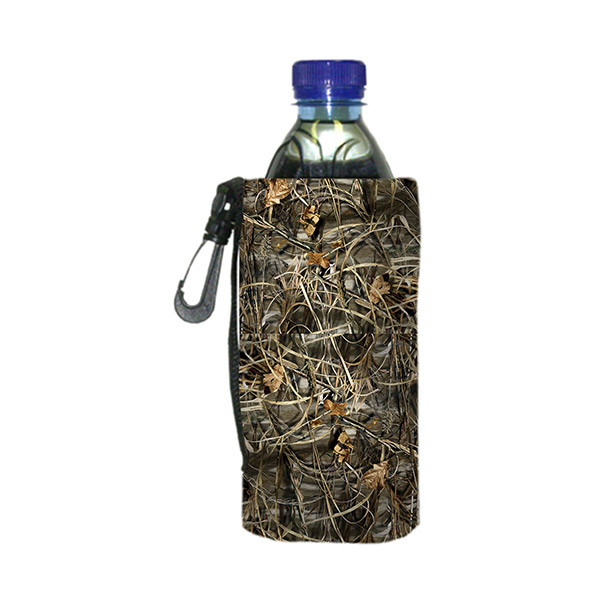 Blank Mossy Oak or Realtree Camo Premium Collapsible Foam Bottle Bag Insulator with Clip, Handle & Belt Loop